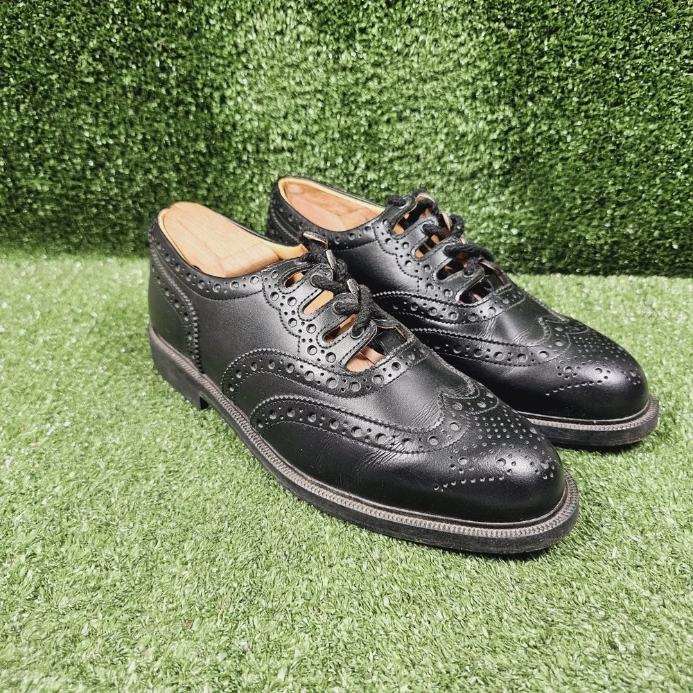 GAELIC THEMES Black Leather Traditional Piper Ghillie Celtic Shoes Mens US 9